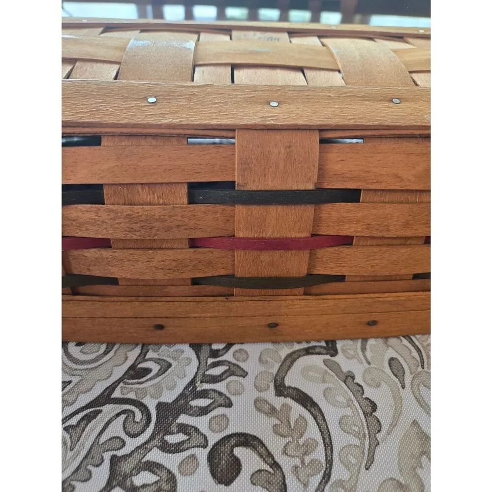 Longaberger Cracker Basket Honey-Tone With Wooden Divider And Plastic Inserts